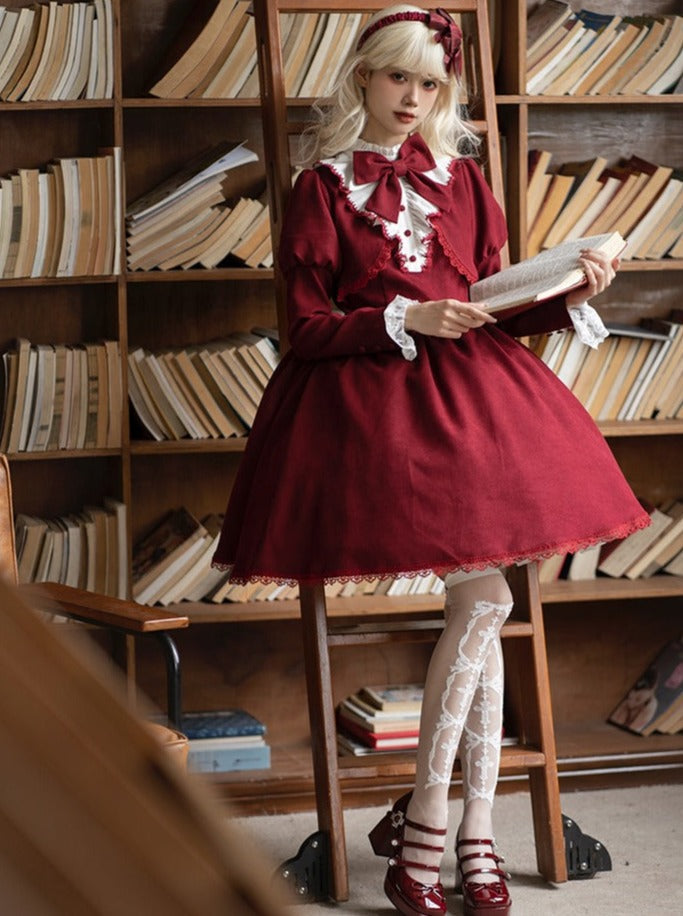 Gothic Zweiteiler mit Kunstband und Lolita-Kleid