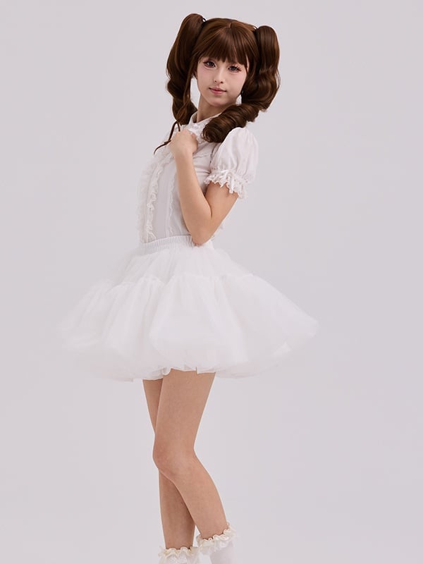 Shorts Puffy Lining 35CM White with Petticoat