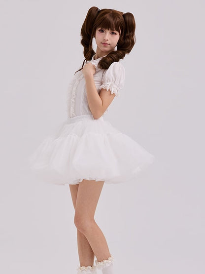 Shorts Puffy Lining 35CM White with Petticoat