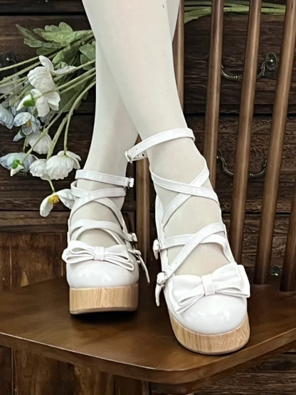 Sweet Crisscross at Bow White Design - Wedge Top Platforms