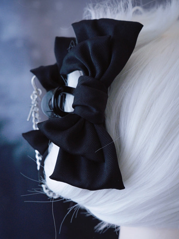 Black Bowknot Clip Decorated Claw With Cross