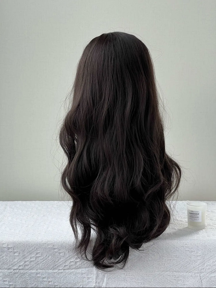 Wavy Tea Wig 60CM with Bangs Air Black