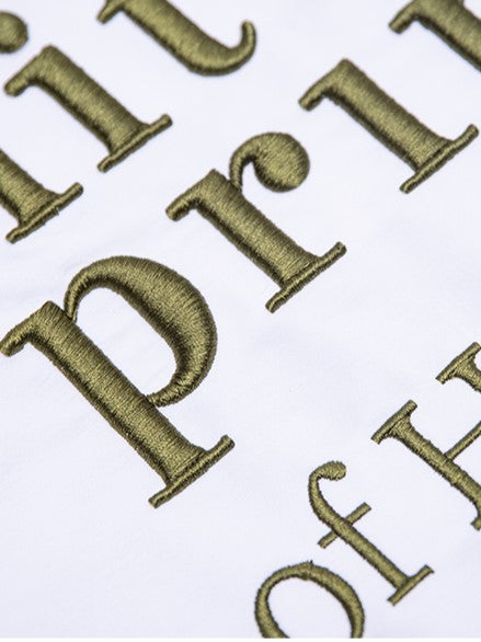 Tote Bag with Zipper Closure And Drawstring Strap Chic White  Green Alphabet Embroidery