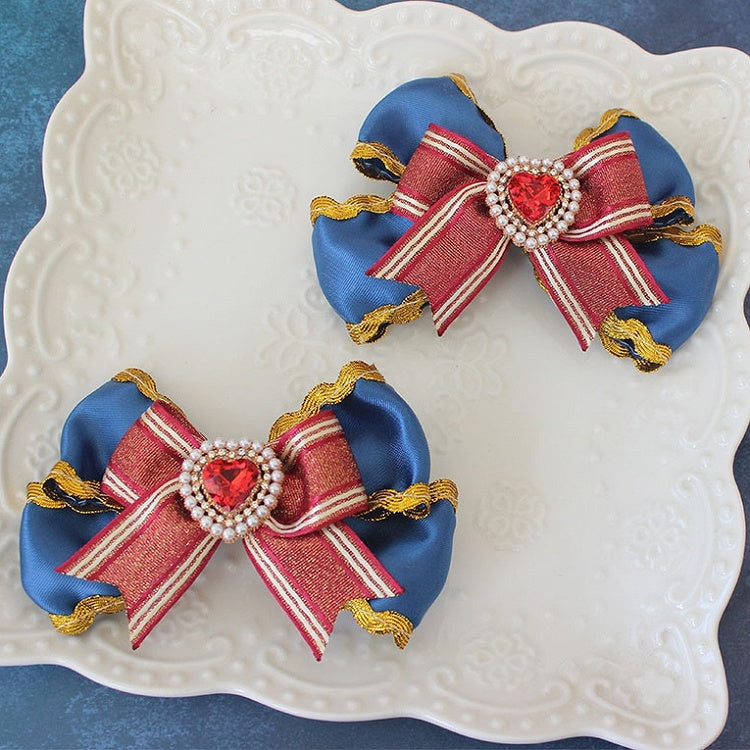 Blue And Red Circus Sweet Lolita Bowknot Hairclips