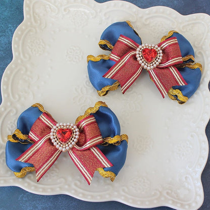 Blue And Red Circus Sweet Lolita Bowknot Hairclips