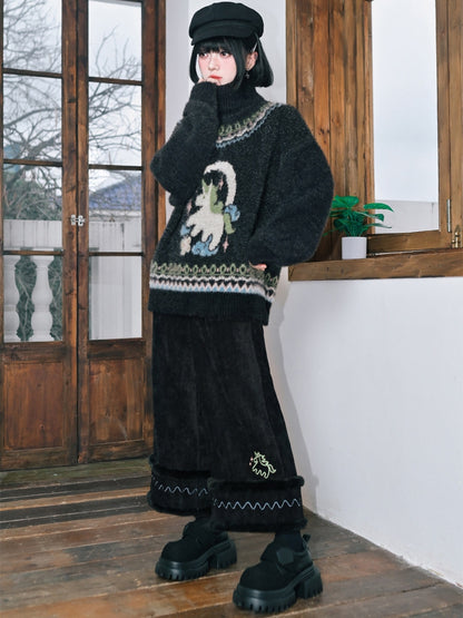 Isle Unicorn Dark Jacquard with Sweater Gray Fair High-neck