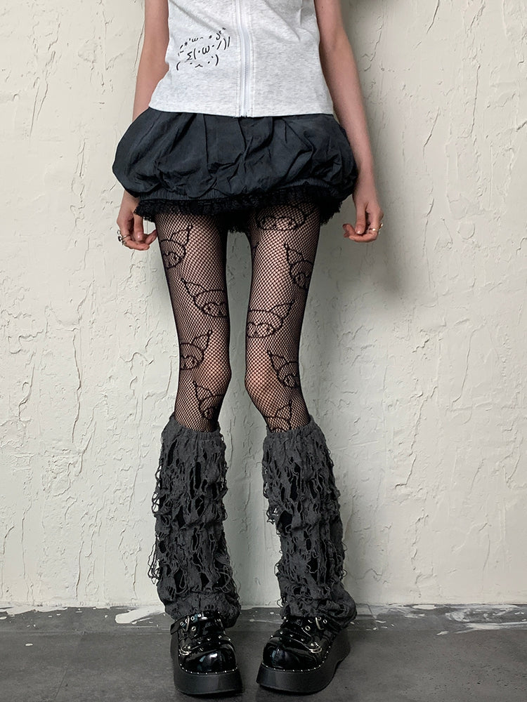 Beinwärmer Punk Grau Cut-out Design Wasteland