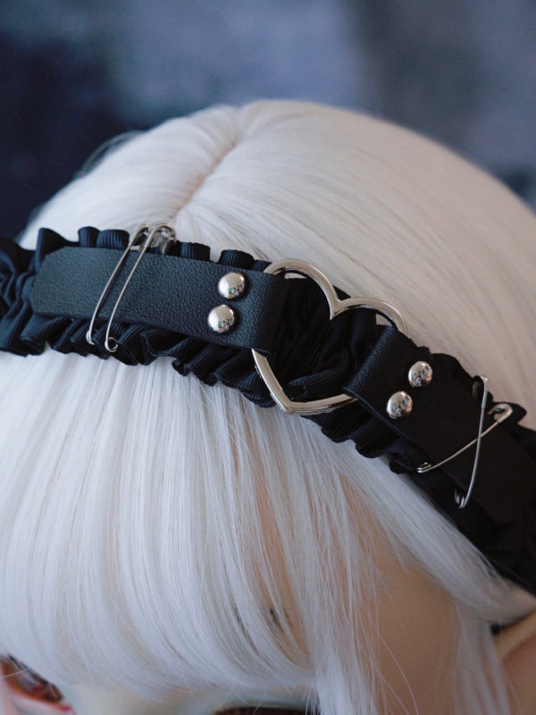 KC With Ruffle Details Heart Decorated Black Trim Design Buckle Pins