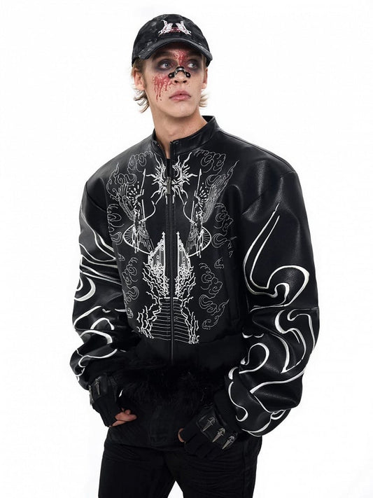 Jacket Closure Black Short Zip Neck Mock Unisex with