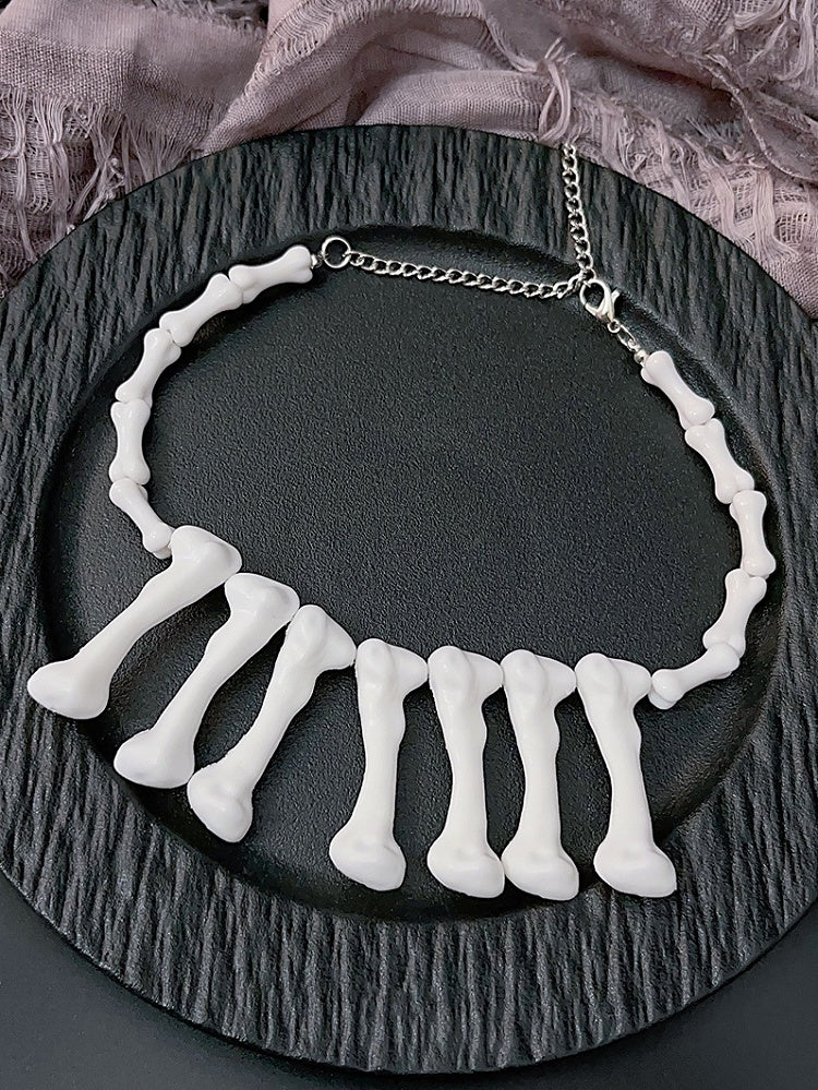 Gyaru Weiß Y2K Fashion Choker Anhänger Knochen