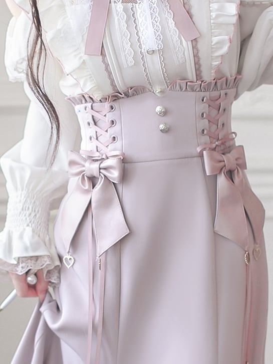 Charm Light Pink Sweetheart Bow Clips with Skirt