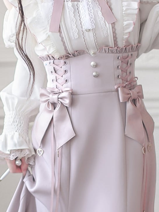 Charm Light Pink Sweetheart Bow Clips with Skirt