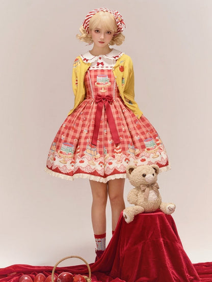 Yellow Long Sleeves Dessert Print Cardigan