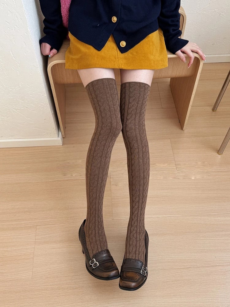 Knit Cable Over Knee Stockings