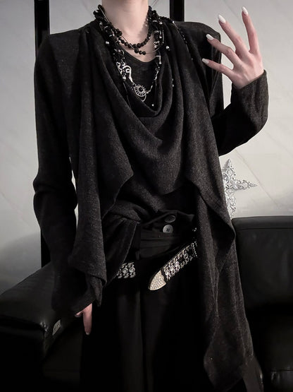 Dark Top Sleeve Ouji Gray with Neckline Short/Long Lolita Scarf