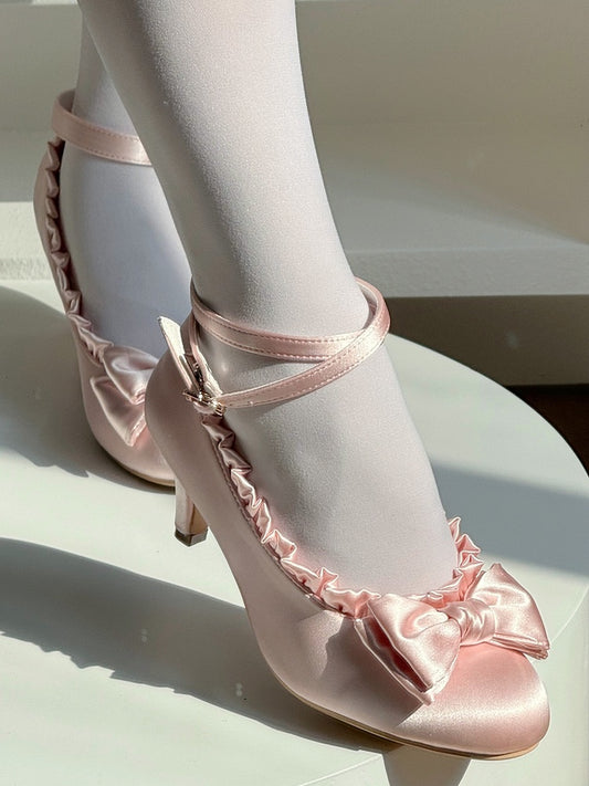 Elegant Janes Accents Lolita - Ruffles Pink Edging Delicate Bow Mary