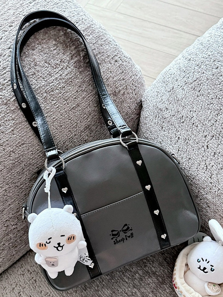 Daily Wear Gray Black PU Bag - with Leather 3-Way Ita Kawaii