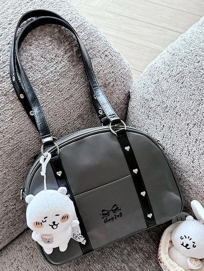 Daily Wear Gray Black PU Bag - with Leather 3-Way Ita Kawaii