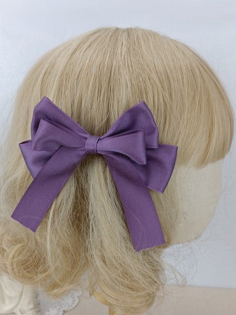 Purple Satin Deep Bow Layered Hairclip