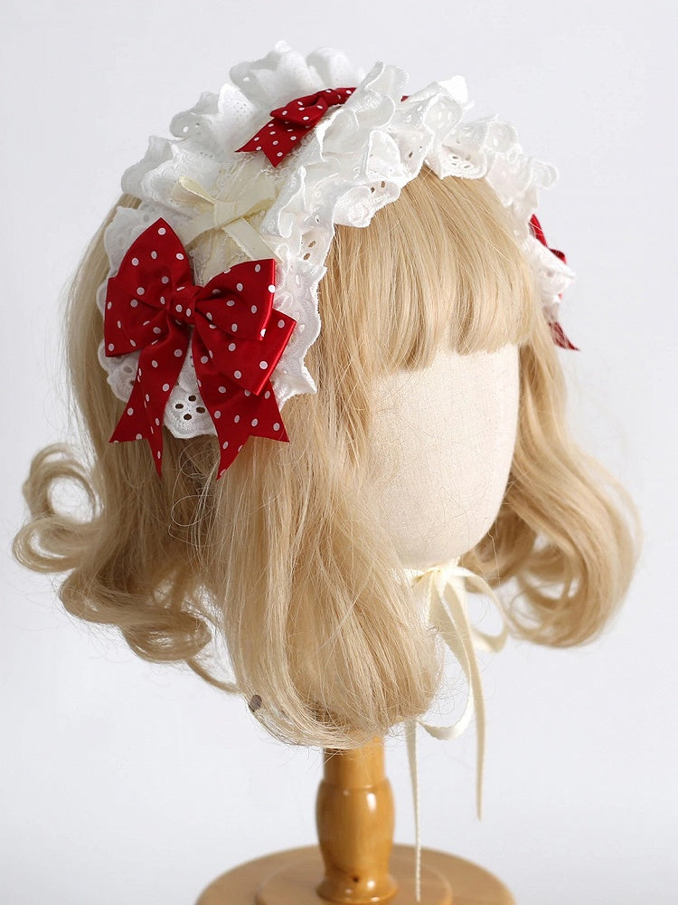 Strawberry-Themed Lace Lolita (White Accent) Set 4-Color Hairband