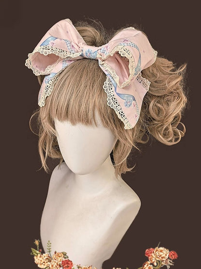Light Blue/Pink Floral Sweet Lolita Headbow