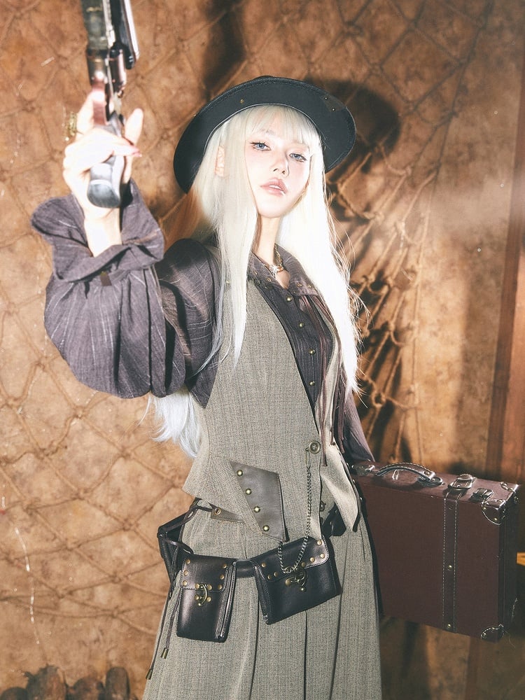 Punk CoffeeGray Steampunk Wasteland Weste