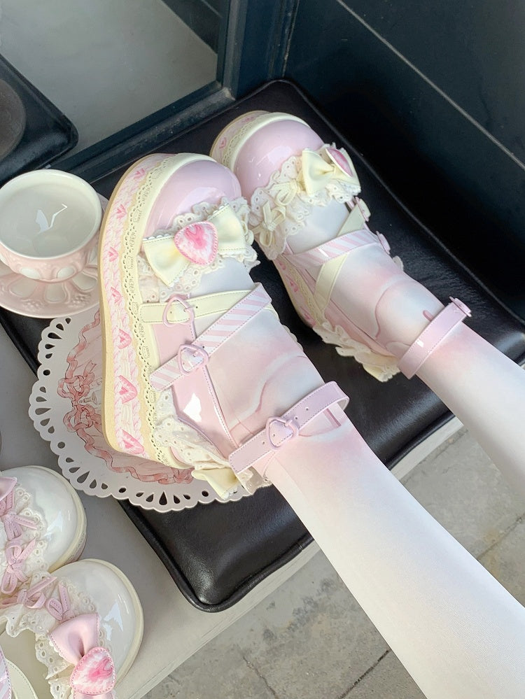 Cheese Strawberry Cake Pink Sweet Lolita Platform Mary Jane Shoes