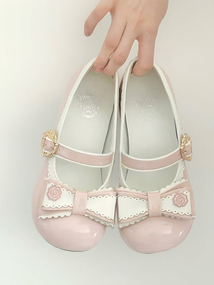 Sweet Narutomaki Lolita Pink Heels Round Janes Mary Toe with