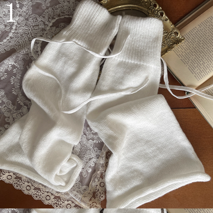 White Stockings/Leg Warmers Cut-out Design Leg /Lace Chain Overknee