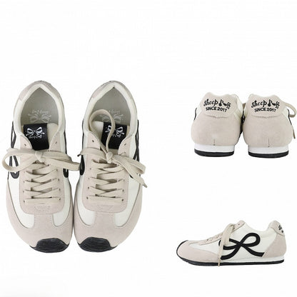 White Sneakers Front Ties Bowknot Lace-up Design