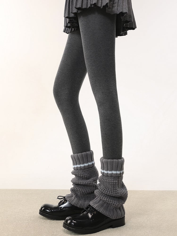 Striped 4 Pattern Warmers Colors Anti-Slip Cuffed Knitted Leg