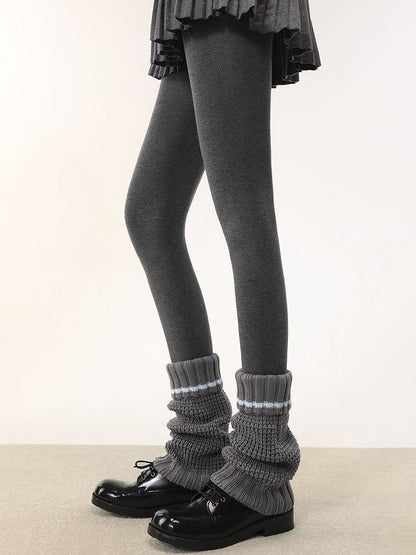 Striped 4 Pattern Warmers Colors Anti-Slip Cuffed Knitted Leg