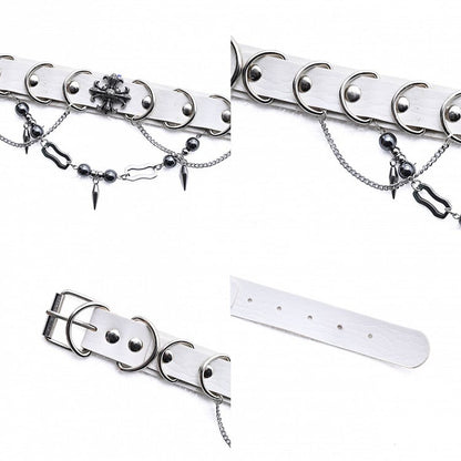 Rings Chain Punk Metal Choker White