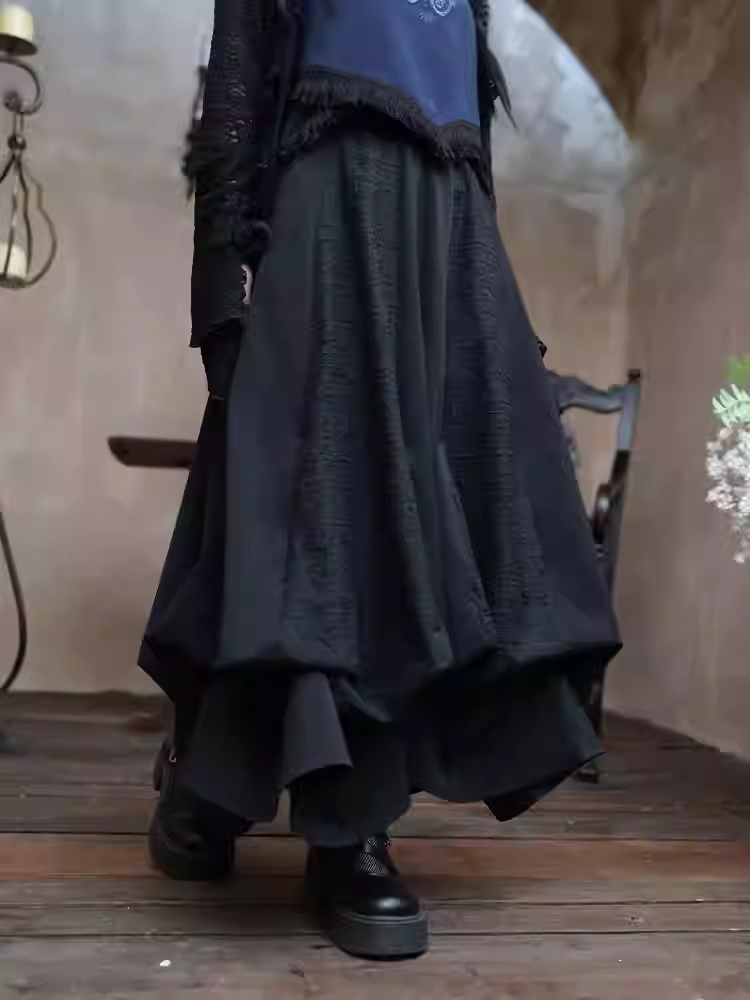 Black Ankle Skirt Bubble Length