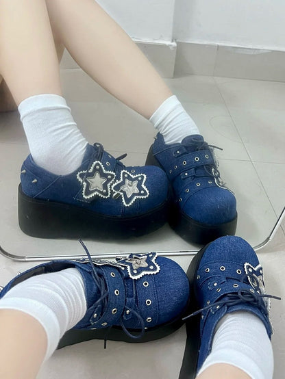 Blue with Punk Studs Shoes