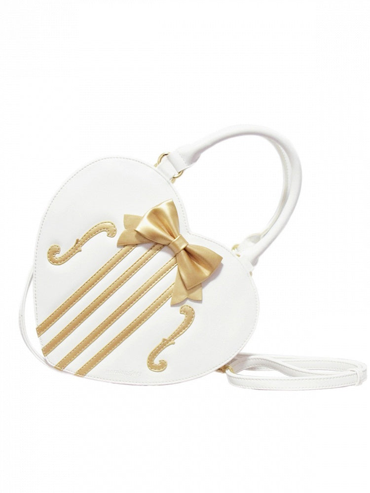 Heart-Shaped Lolita Crossbody Bag with Violin Theme in Three Colors - Morning Glory