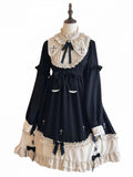Plus Size Classic Gothic Lolita Long Sleeve Dress with Cross Embroidery & Bowknot Details - Versatile girl