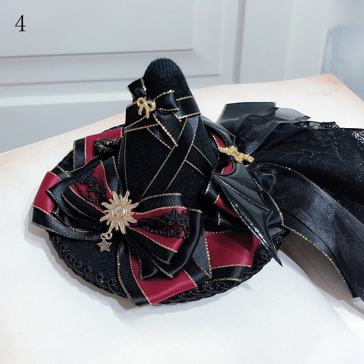 Halloween Cross Decorated Bat Wings Bowknot Details Mini Hat