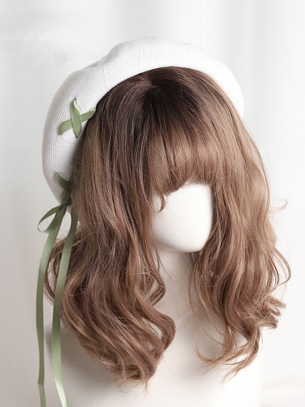 Color Options Thin Lolita 7 Beret Ribbon Lace-up