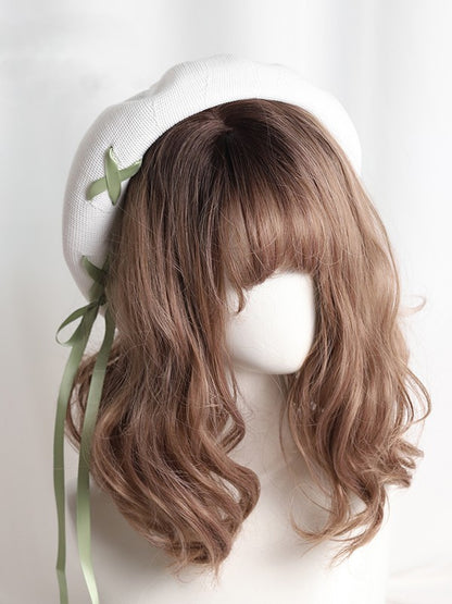 Color Options Thin Lolita 7 Beret Ribbon Lace-up