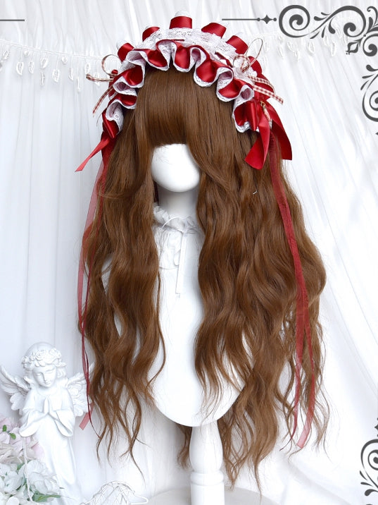 Wavy Full 62cm Bangs Brown With Long Wigs