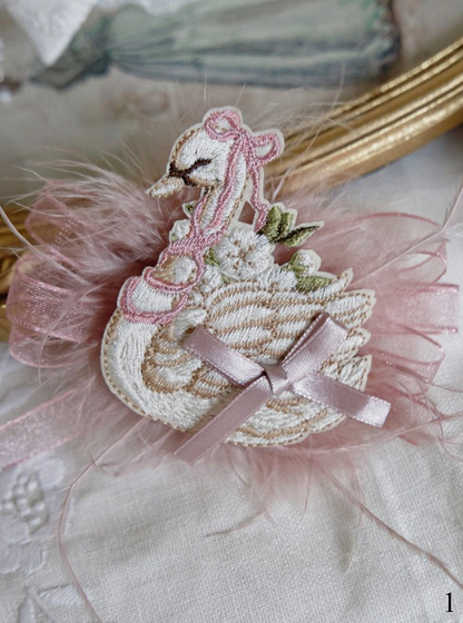 Swan Brooch Feather Decoration 6 – Options Color with Embroidery