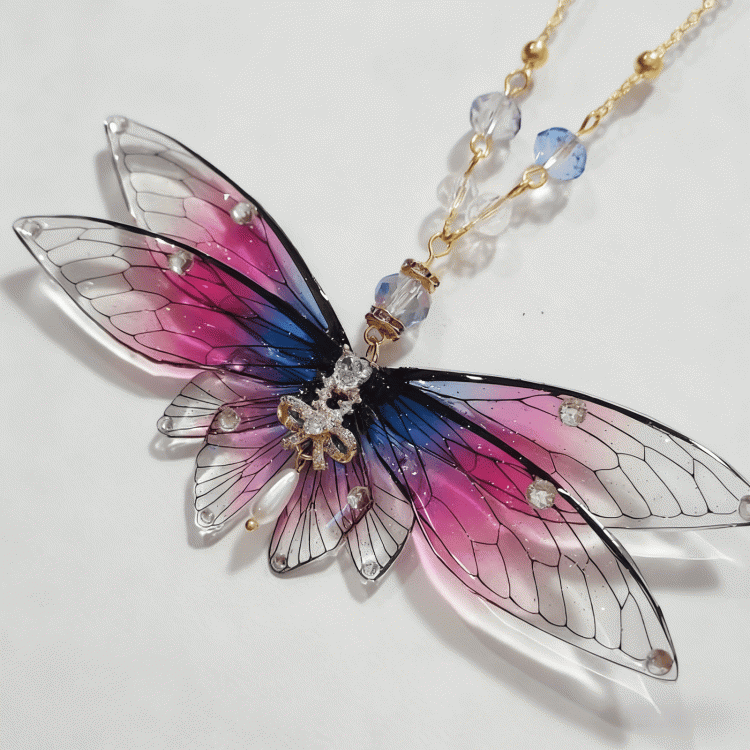 Color Butterfly Gradient 3 Lolita Pendant Necklace Options