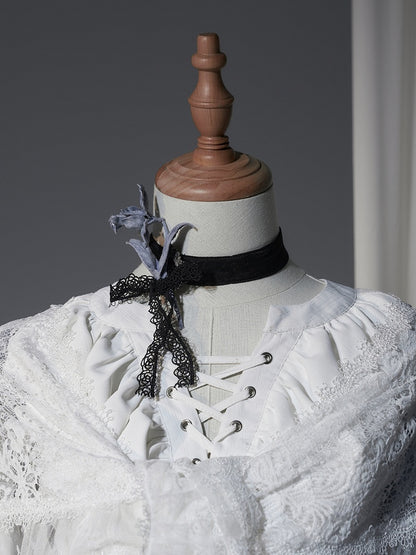 Verzierte Irisspitze Schwarz/Grau/Braun Lolita Brosche