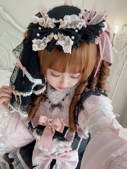 3 Mini + Floral Options Design Trim Details Bowknot Lace Hat Veil Color