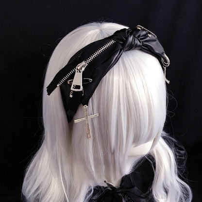 with Punk Pin PU Zipper Details KC Black Safty