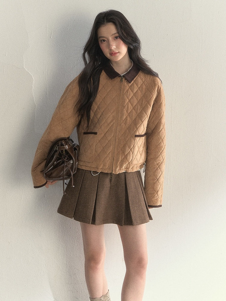 Jacket Retro Houndstooth Double-Sided Brown