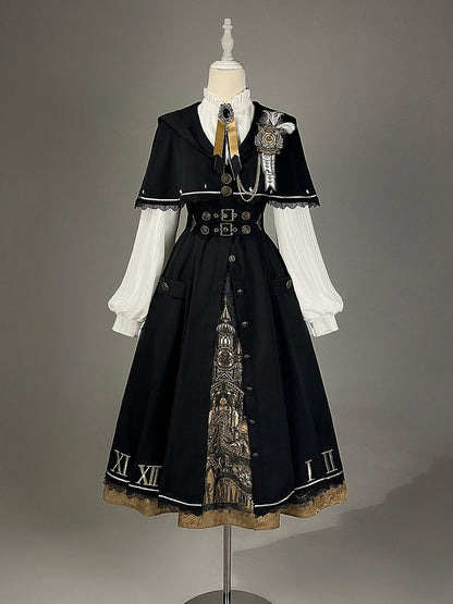 Lolita Skirt Dark Fashion Academia Print Coat Dragon Cape White Gothic Blouse Hooded +