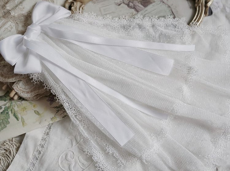 Bow with Hairclip Lolita White/Black/Beige Elegant Veil