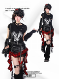Dark Aesthetic Black Knit T-shirt with Angel Print